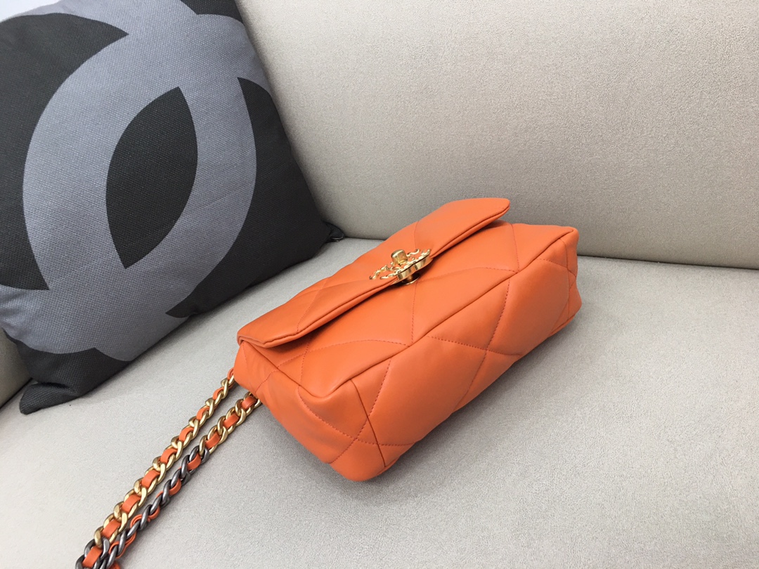 Lambskin 19 Handbag Flap Bag AS1160 Orange